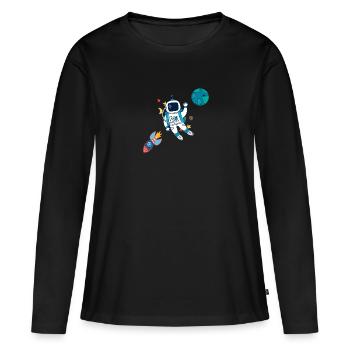Space - Women's Premium Organic Long Sleeve Shirt - black - Front - Julia (174cm)