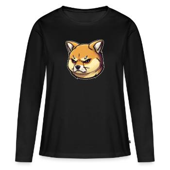Shiba Grognon - T-shirt manches longues Premium bio Femme - noir - Devant - Julia (174cm)