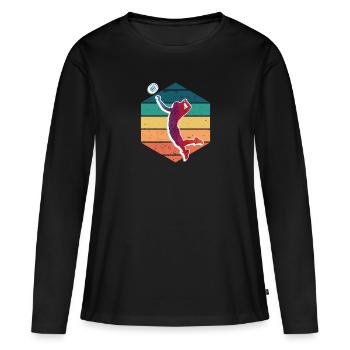 Volleyball Frau Silhouette - Frauen Premium Bio Langarmshirt - Schwarz - Vorne - Julia (174cm)