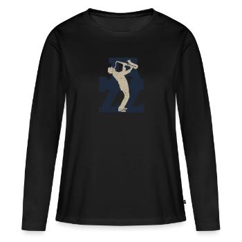 Jazz Saxophone Retro - Frauen Premium Bio Langarmshirt - Schwarz - Vorne - Julia (174cm)