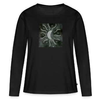 Luna Mandala gris - T-shirt manches longues Premium bio Femme - noir - Devant - Julia (174cm)