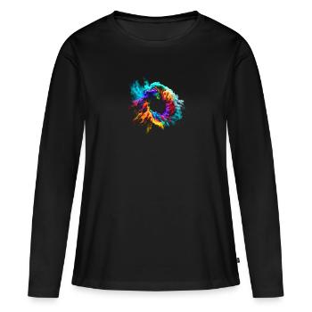 Explosion de nuages de poussière colorés - T-shirt manches longues Premium bio Femme - noir - Devant - Julia (174cm)