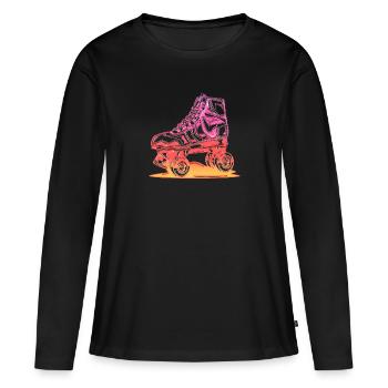 rollerblades patins rollers rollerskates retro - T-shirt manches longues Premium bio Femme - noir - Devant - Julia (174cm)