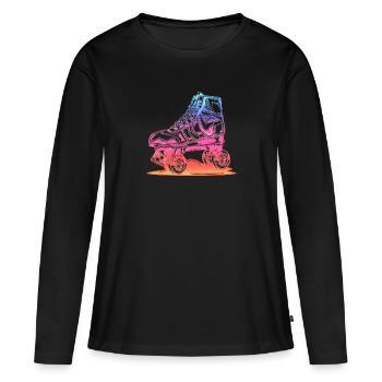 rollerblades patins rollers rollerskates retro - T-shirt manches longues Premium bio Femme - noir - Devant - Julia (174cm)