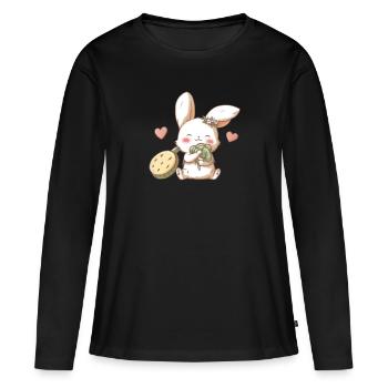 Kaninchen Kohl - Frauen Premium Bio Langarmshirt - Schwarz - Vorne - Julia (174cm)