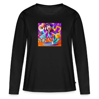 MUSIQUE DRÔLE 012 - T-shirt manches longues Premium bio Femme - noir - Devant - Julia (174cm)