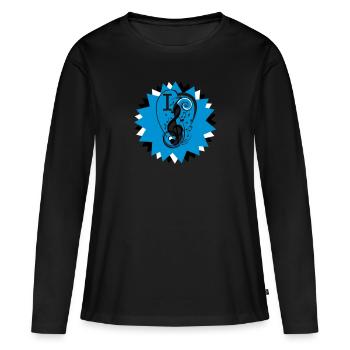 "I love" Clé de Sol - T-shirt manches longues Premium bio Femme - noir - Devant - Julia (174cm)