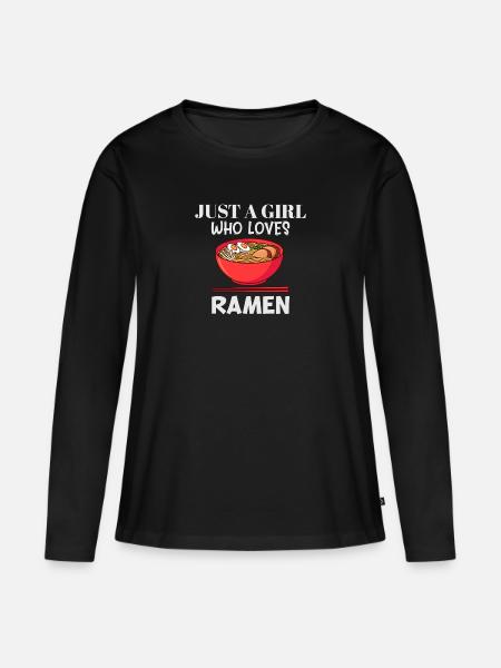 Nur ein Mädchen, das Ramen liebt - Frauen Premium Bio Langarmshirt - Schwarz