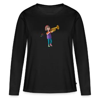 LUSTIG 4 - Frauen Premium Bio Langarmshirt - Schwarz - Vorne - Julia (174cm)
