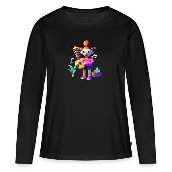 Drôle 18 - T-shirt manches longues Premium bio Femme - noir - Devant - Julia (174cm)