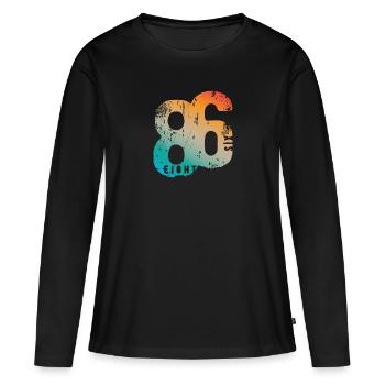 86 1986 Vintage - Women's Premium Organic Long Sleeve Shirt - black - Front - Julia (174cm)