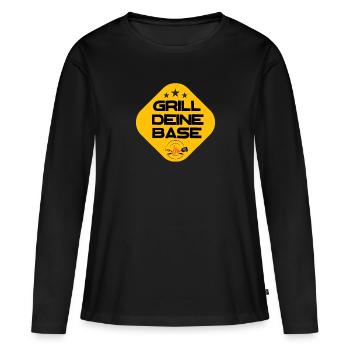 Grill Deine Base - Frauen Premium Bio Langarmshirt - Schwarz - Vorne - Julia (174cm)