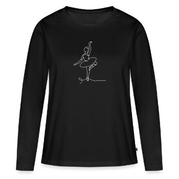 Ballerina One Line - Frauen Premium Bio Langarmshirt - Schwarz - Vorne - Julia (174cm)