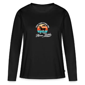 Horse stable Reiterhof Ponyhof Horses - Women's Premium Organic Long Sleeve Shirt - black - Front - Julia (174cm)