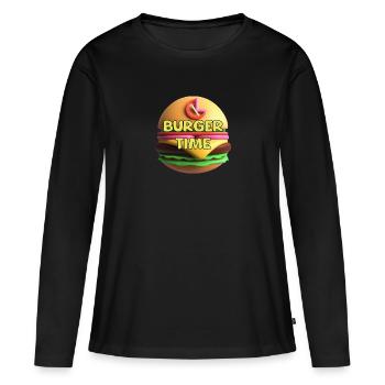 L’HEURE DU BURGER - T-shirt manches longues Premium bio Femme - noir - Devant - Julia (174cm)