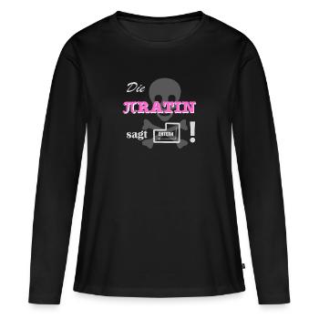 Die Piratin sagt entern! - Frauen Premium Bio Langarmshirt - Schwarz - Vorne - Julia (174cm)