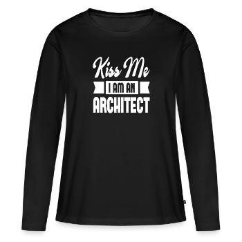 Embrasse-moi Je suis architecte - T-shirt manches longues Premium bio Femme - noir - Devant - Julia (174cm)