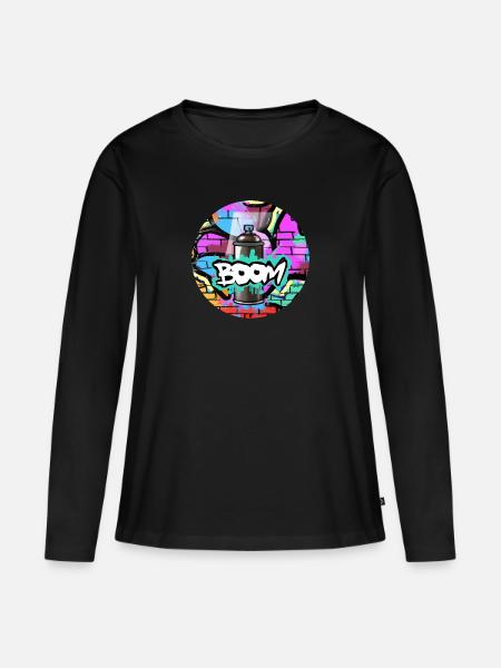Grafitti Boom Spraydose - Frauen Premium Bio Langarmshirt - Schwarz