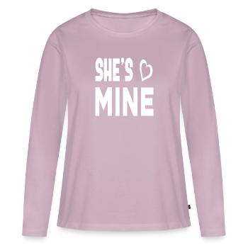 She´s Mine - Frauen Premium Bio Langarmshirt - Altrosa - Vorne - Julia (174cm)