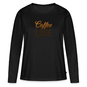 Café en grains de café Spécialité Café Amour - T-shirt manches longues Premium bio Femme - noir - Devant - Julia (174cm)