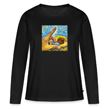 Geste du cœur dans le style Van Gogh - T-shirt manches longues Premium bio Femme - noir - Devant - Julia (174cm)