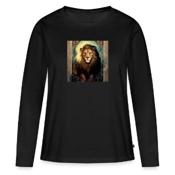 Löwe im Mystischen Tarot Karten Design! - Frauen Premium Bio Langarmshirt - Schwarz - Vorne - Julia (174cm)