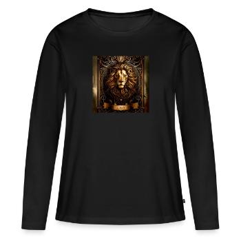 Löwe im Mystischen Tarot Karten Design! - Frauen Premium Bio Langarmshirt - Schwarz - Vorne - Julia (174cm)