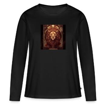Löwe im Mystischen Tarot Karten Design! - Frauen Premium Bio Langarmshirt - Schwarz - Vorne - Julia (174cm)