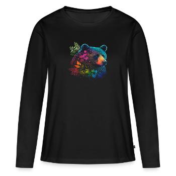 Ours sauvage - T-shirt manches longues Premium bio Femme - noir - Devant - Julia (174cm)