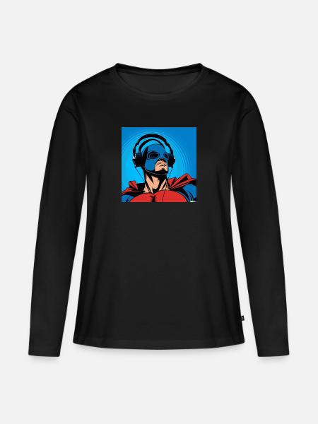 SUPERHELD - Frauen Premium Bio Langarmshirt - Schwarz