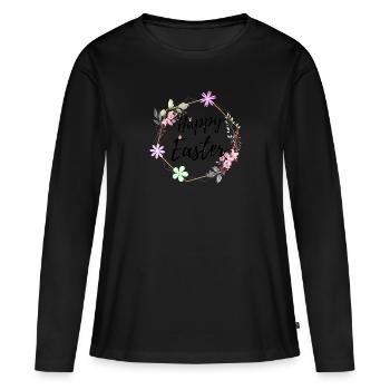 Joyeuses Pâques - T-shirt manches longues Premium bio Femme - noir - Devant - Julia (174cm)