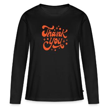 Merci - T-shirt manches longues Premium bio Femme - noir - Devant - Julia (174cm)