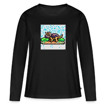 Triceratops pixel art - T-shirt manches longues Premium bio Femme - noir - Devant - Julia (174cm)