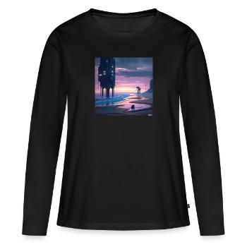 Future beach digital art - Women's Premium Organic Long Sleeve Shirt - black - Front - Julia (174cm)