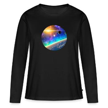 Galaxy Digital Art - T-shirt manches longues Premium bio Femme - noir - Devant - Julia (174cm)