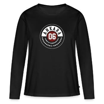 Ankara - T-shirt manches longues Premium bio Femme - noir - Devant - Julia (174cm)