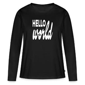 Hello World - Frauen Premium Bio Langarmshirt - Schwarz - Vorne - Julia (174cm)