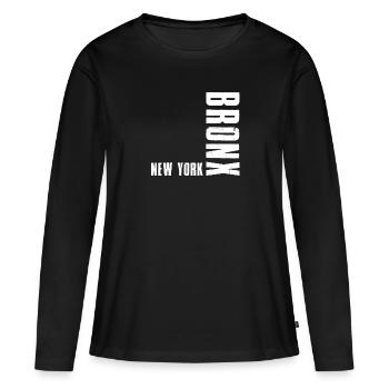 Bronx New York - T-shirt manches longues Premium bio Femme - noir - Devant - Julia (174cm)