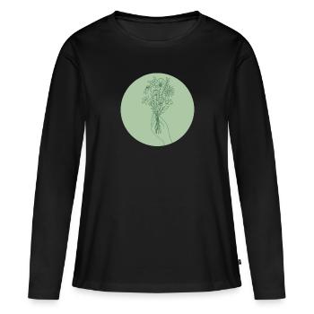 minimalist, aesthetic bouquet - Women's Premium Organic Long Sleeve Shirt - black - Front - Julia (174cm)