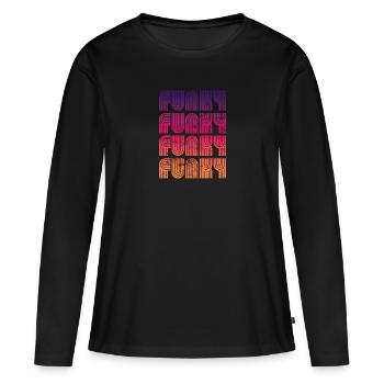 Funky Vintage - T-shirt manches longues Premium bio Femme - noir - Devant - Julia (174cm)