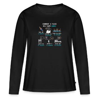 temps libre natation cadeau natation - T-shirt manches longues Premium bio Femme - noir - Devant - Julia (174cm)
