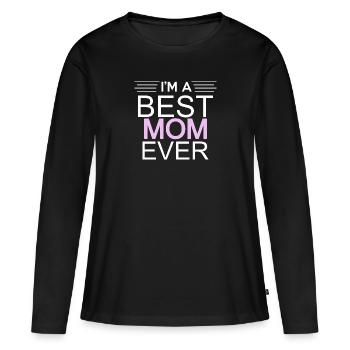 Best mom ever - T-shirt manches longues Premium bio Femme - noir - Devant - Julia (174cm)