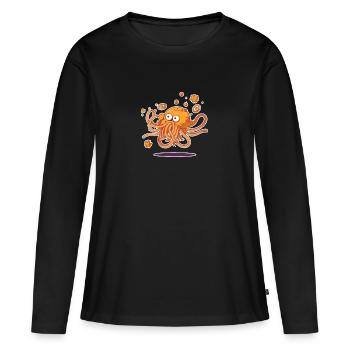 Monstre spaghetti - T-shirt manches longues Premium bio Femme - noir - Devant - Julia (174cm)