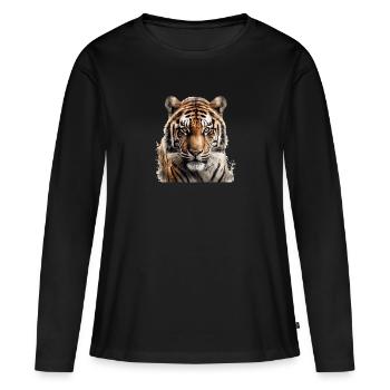 Le tigre du Bengale - T-shirt manches longues Premium bio Femme - noir - Devant - Julia (174cm)