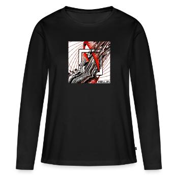 Frame flow - Frauen Premium Bio Langarmshirt - Schwarz - Vorne - Julia (174cm)