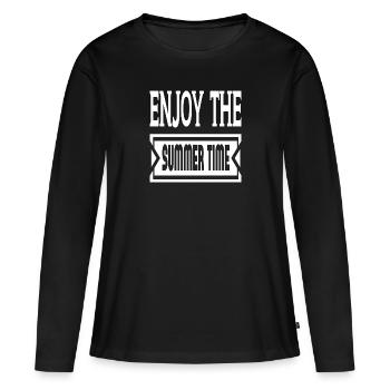 Profitez de l’heure d’été - T-shirt manches longues Premium bio Femme - noir - Devant - Julia (174cm)