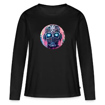 Cyber Roboter - Frauen Premium Bio Langarmshirt - Schwarz - Vorne - Julia (174cm)