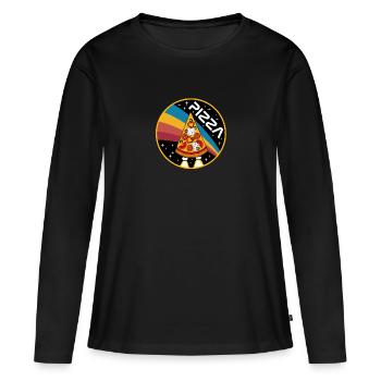 Pizza Spaceship - Frauen Premium Bio Langarmshirt - Schwarz - Vorne - Julia (174cm)