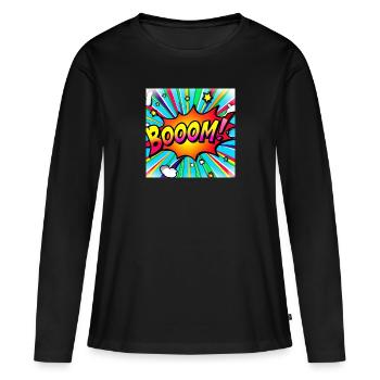 regenbogenstrahl comic style mit kaboom - Frauen Premium Bio Langarmshirt - Schwarz - Vorne - Julia (174cm)