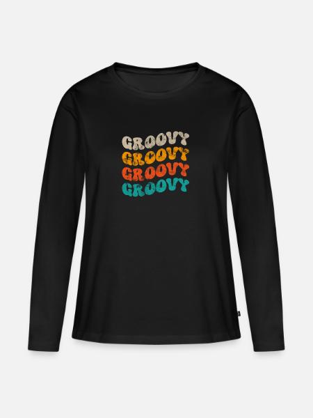 Groovy Musik Groove Geschenk - Frauen Premium Bio Langarmshirt - Schwarz